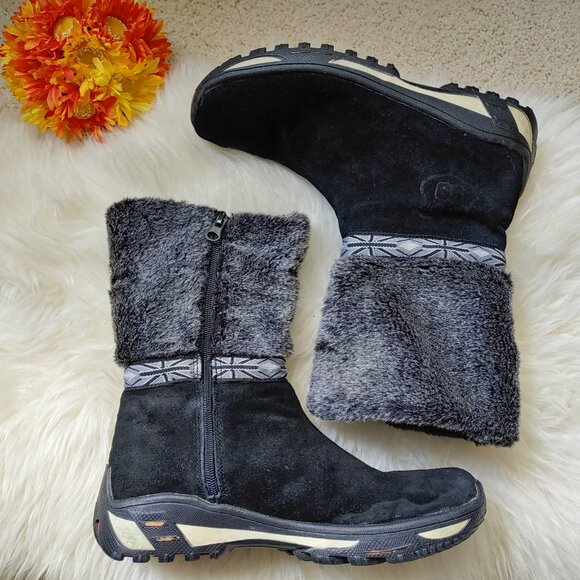 Black Real Fur Suede Side Zipper Winter Boots (38 EU) - Picture 4 of 16